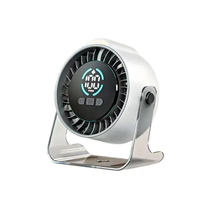 Ventilateur de bureau rechargeable USB 100 vitesses silencieux 22dB 360° réglable avec veilleuse support table/mural