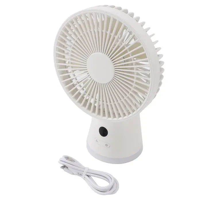 Ventilateur de bureau – Rechargeable USB 3600mAh avec écran LCD 5 vitesses et veilleuse – Silencieux pour bureau et chambre – Blanc