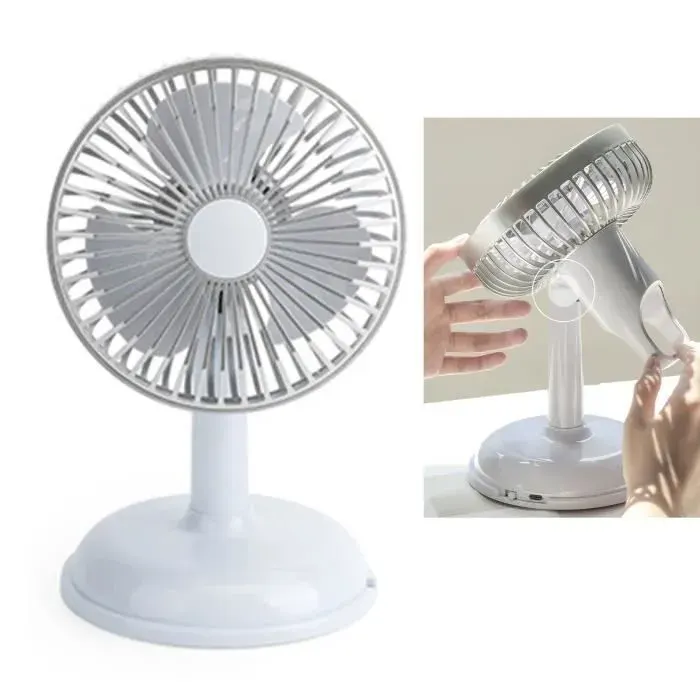 Ventilateur de bureau rétro - Vvikizy - Bleu clair - Boîtier amovible - Chargement USB - Compact et portable