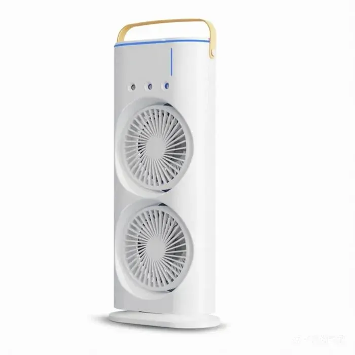 Ventilateur de bureau rotatif double tête avec brumisation 3 vitesses RGB rotation 120° pour chambre/bureau/dortoir/m Meoiruery