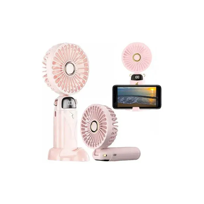 Ventilateur de bureau sans fil Alogy portable avec poignée - Rose