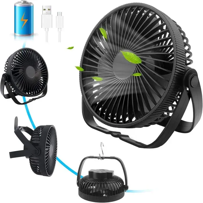 Ventilateur de bureau silencieux à batterie rechargeable en 1 puissant ventilateur USB mini ventilateur portable à 3 vitesses