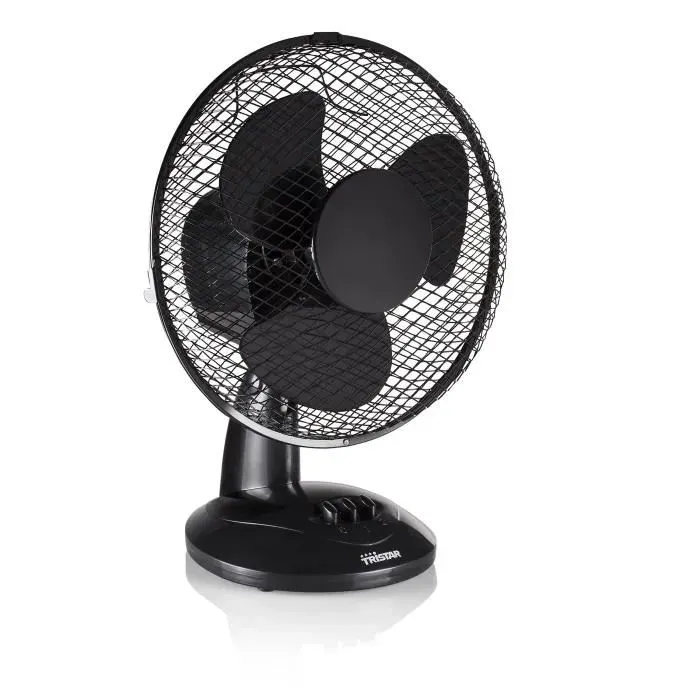 Ventilateur de bureau Tristar VE-5924 20 W 23 cm Noir - 2 positions réglables - Oscillant