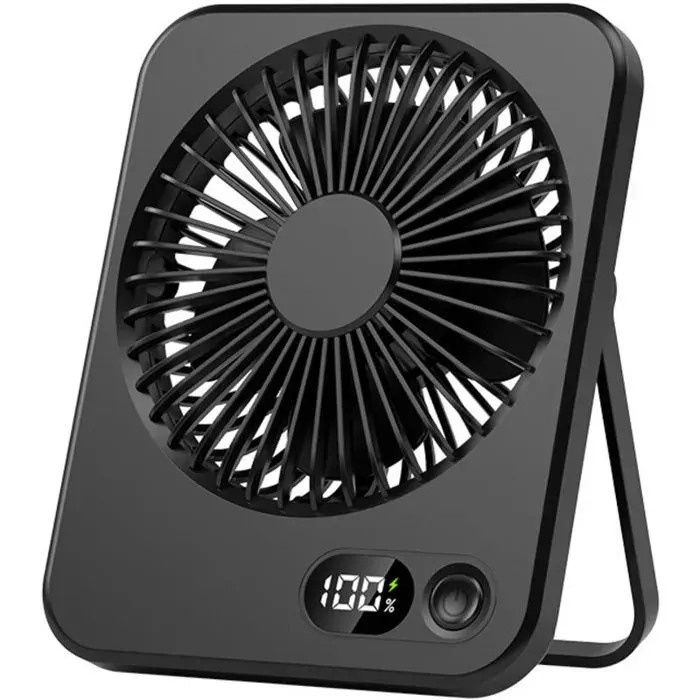 Ventilateur de Bureau Ultra Silencieux – Flux d’Air Puissant 5 Vitesses – Inclinable Portable – Batterie Rechargeable