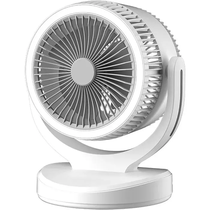 Ventilateur de bureau ultra silencieux veilleuse LED lumineuse flux dair puissant3 vitesses de refroidissement blanc 2400 mAh