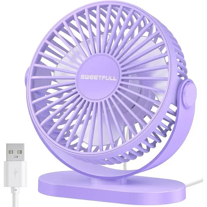 Ventilateur de bureau USB 3 vitesses silencieux et mini ventilateur de table réglable à 360° refroidisseur de bureau compact po