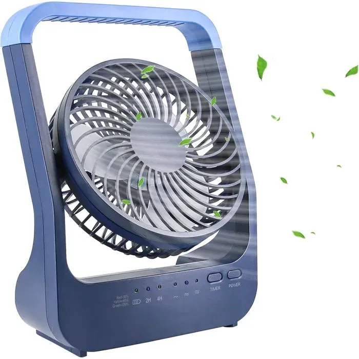 Ventilateur de bureau USB 6 avec batterie 20000 mAh Petit ventilateur de table Tête réglable à 3 vitesses rotatif à 180 ° pour b