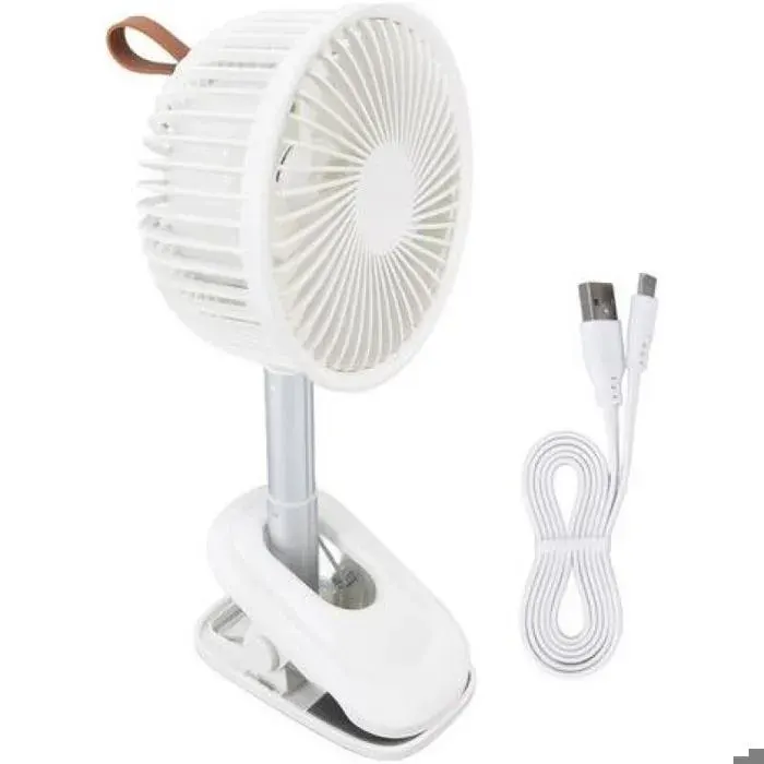 Ventilateur de Bureau USB à Pince 360° 3 Vitesses Flux dAir Puissant Blanc
