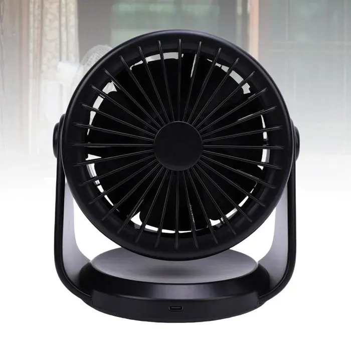 Ventilateur de bureau USB – batterie 4000 mAh 100 vitesses – mural ou posable – écran numérique – noir