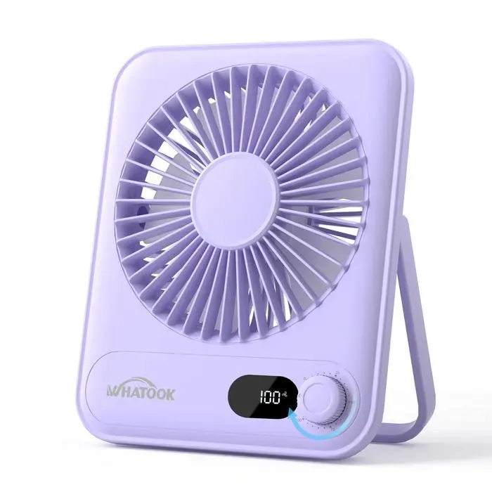 Ventilateur de bureau USB silencieux : régulateur en continu 1 à 100 batterie 2000 mAh ventilateur portable avec affichage LED