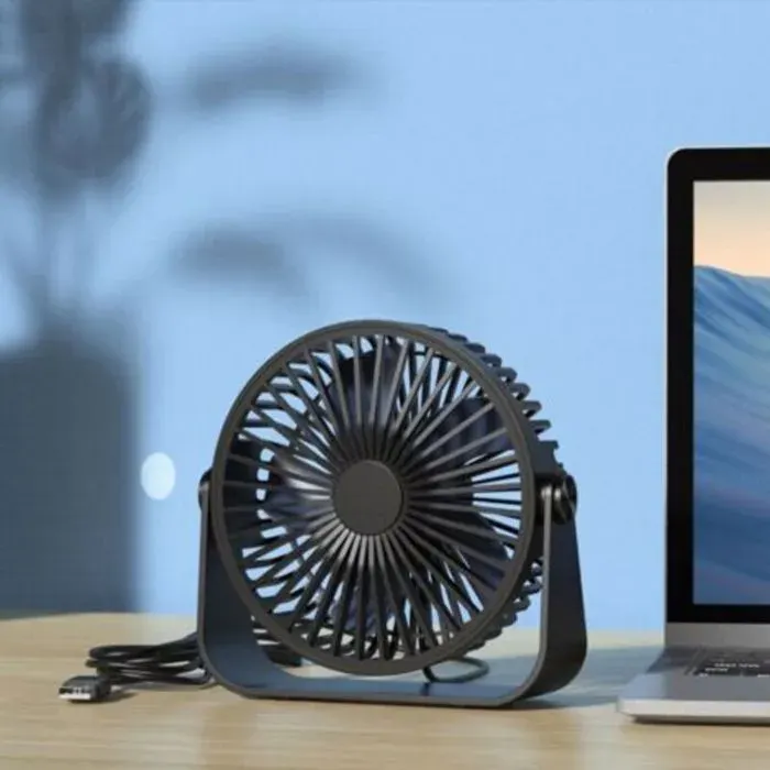 Ventilateur de Bureau USB Ventilateur de Table à 3 Vitesses Ventilateur Silencieux Réglable à 360° Ventilateur Portable pou