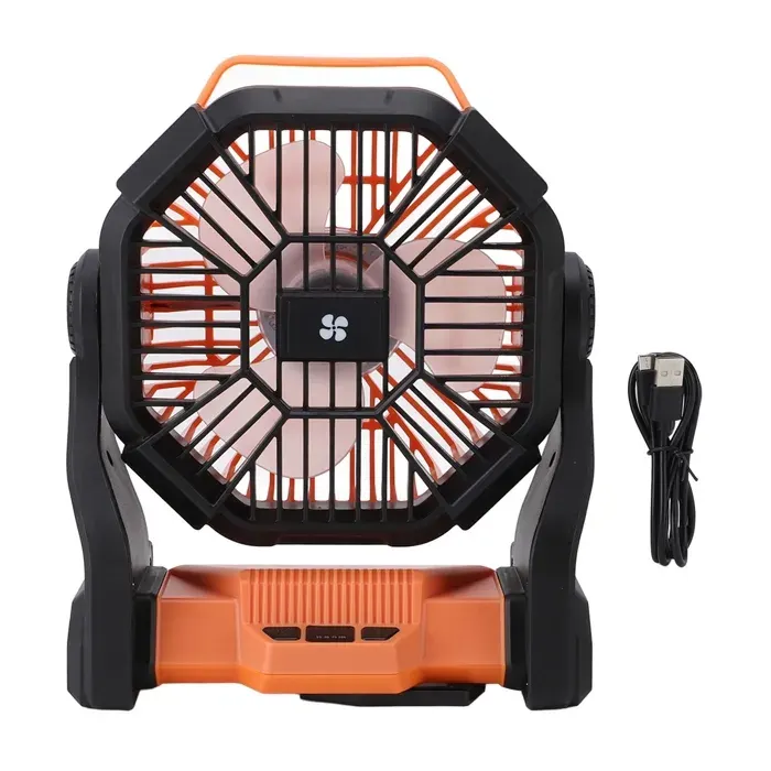 Ventilateur de camping rechargeable – 10400mAh LED silencieux – pour tente randonnée – Orange
