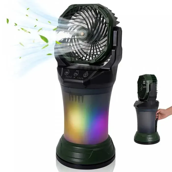 Ventilateur de CampingLED RGB 15000 mAh Brumisateur 2L4 Modes de Brume Ventilation 55 m/s，noir