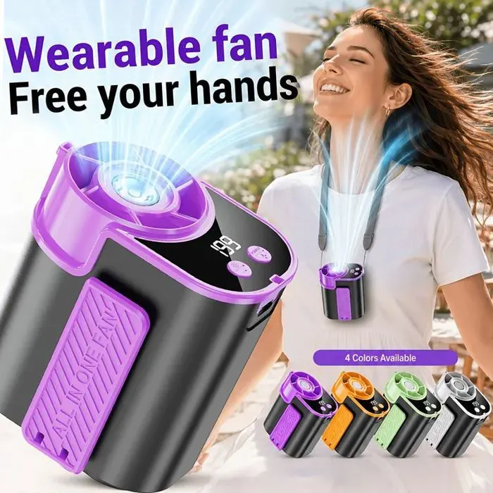 Ventilateur de Ceinture Portable Rechargeable à Forte Puissance pour Extérieur(Gris)