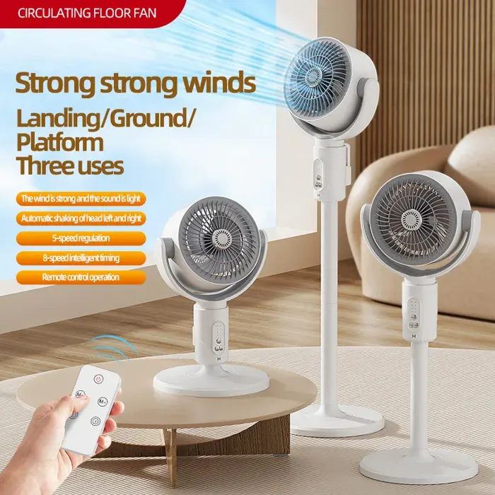 Ventilateur de circulation dair électrique sur pied à cinq vitesses réglables hauteur réglable rechargeable[MM11]