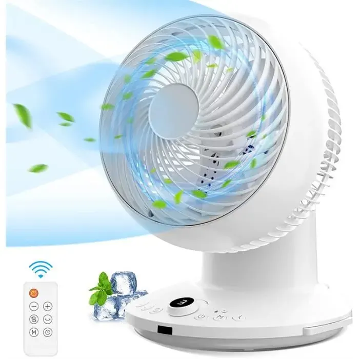 Ventilateur de Circulation dair - ZGEER - 360° Oscillant - Télécommande - 4 Vitesses - Minuterie