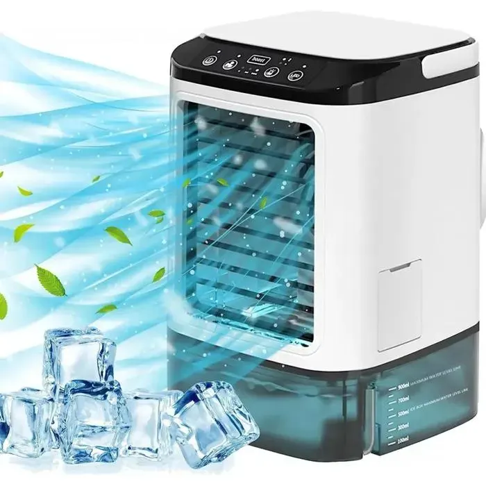 Ventilateur de Climatisation Maison Humidificateur Portable avec Réservoir Deau 3 vitesses Veilleuse 7 Couleurs 2 Modes de Brume