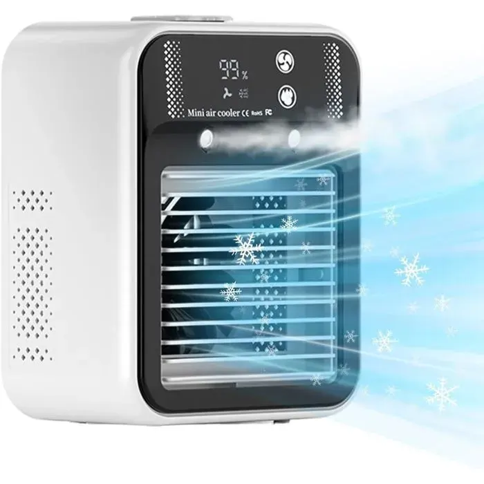 Ventilateur de climatisation portable 2 Vitesses Grand réservoir 500 ml pour Bureau Maison Voiture Chambre Table - Idéal
