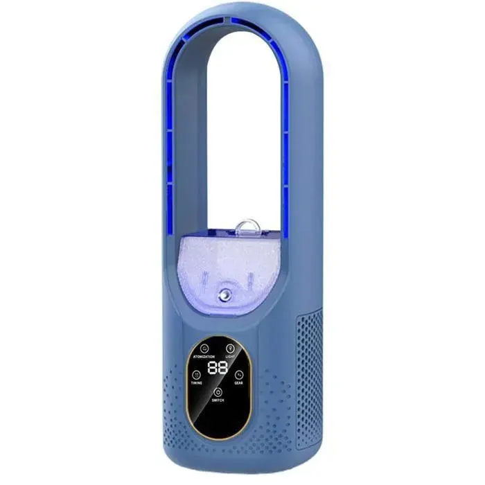 Ventilateur de climatisation portable - EVIRON - Mini - Refroidisseur évaporatif - USB rechargeable - 6 minuteurs - Bleu