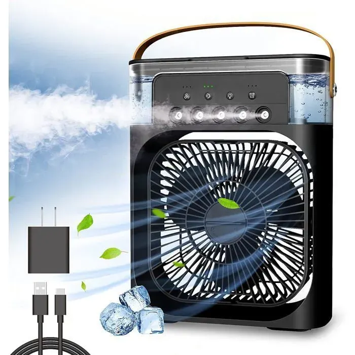 Ventilateur de climatisation portable - RISING FF - FF - 3 vitesses - 7 couleurs LED - USB Type-C