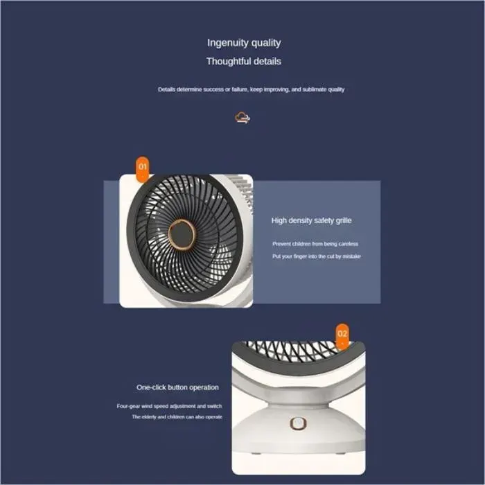 Ventilateur de Climatiseur Portable Bureau Camping Mini Mobile Silencieux Ventilateur de Refroidissement USB Rechargeable