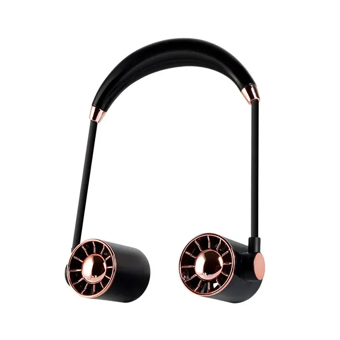 Ventilateur de Cou 3 Vitesses USB Double Tête & Flux d’Air 360° Ultra-Léger Mains Libres pour Bureau Voyage Extérieur