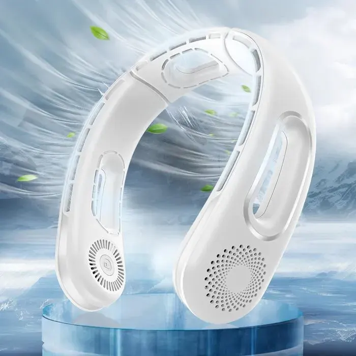 Ventilateur de cou - ASAGO MARCIN LECH - Modèle 5200mAh - 360° sans pales - 4 vitesses - Silencieux — coloris Blanc