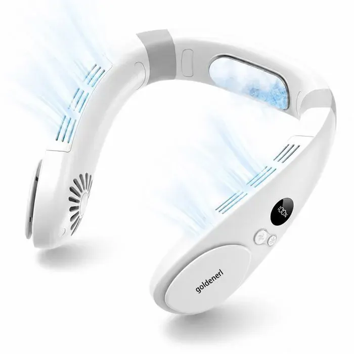 Ventilateur de cou - goldenerl - 4000mah Réduction bruit Circulation dair sur 360Degré 3vitesses réglables Fonction refroidissement