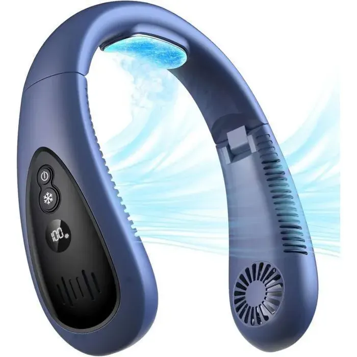 Ventilateur de cou - LINDD - Modèle pliable - Plaque de refroidissement 360° - Batterie 5000 mAh - USB rechargeable