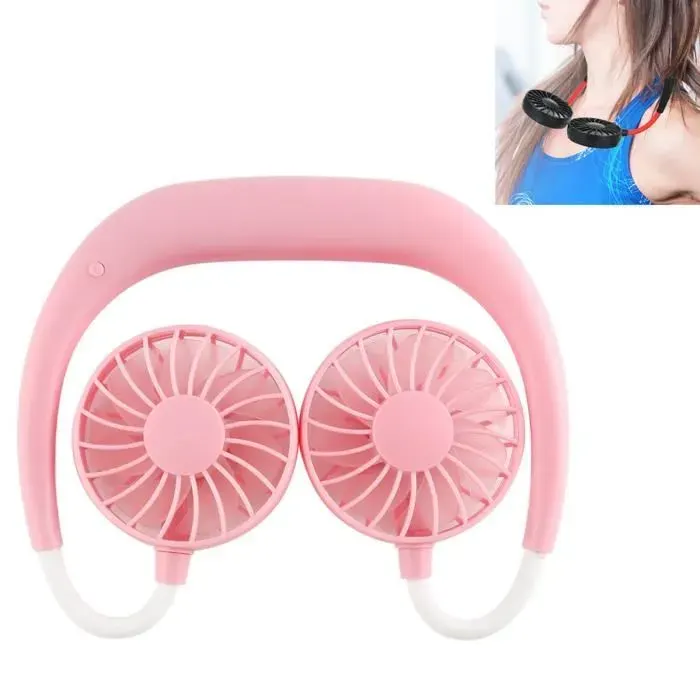 Ventilateur de Cou - LITELAMG - Modèle Portable - 7 Lames - 3 Vitesses - Rose