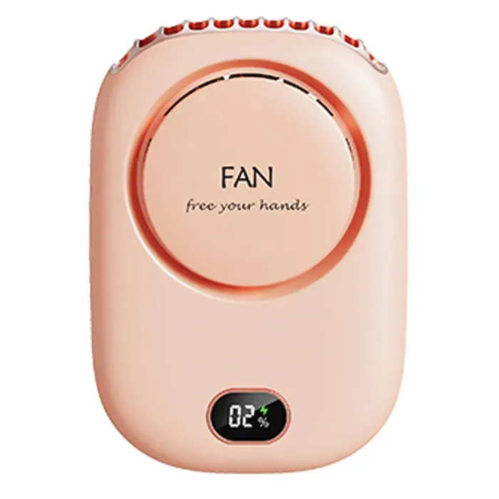 Ventilateur de cou portable – 3 vitesses & USB rechargeable – Pour bureau extérieur et voyage – Rose