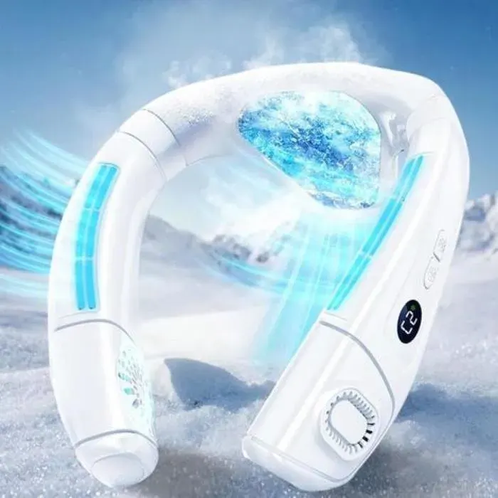 Ventilateur de cou portable avec large plaque de refroidissement silencieux climatiseur de cou mobile batterie 6000 mAh