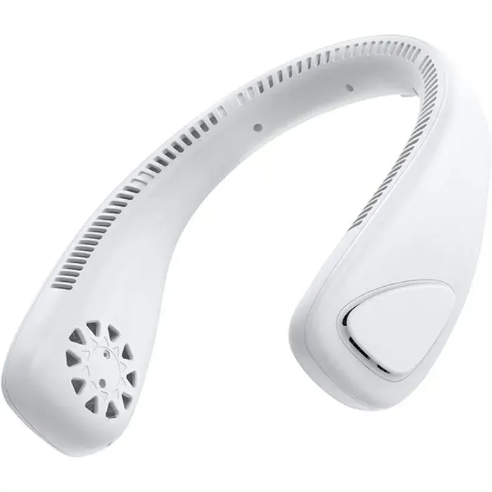 Ventilateur de cou portable batterie 2000 mAh refroidissement à 360° 3 vitesses ne retient pas les cheveux blancs