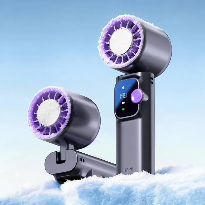 Ventilateur de cou portable - GRANDSALEY - 3-en-1 pliable - Refroidissement semi-conducteur - 199 vitesses - 4000 mAh