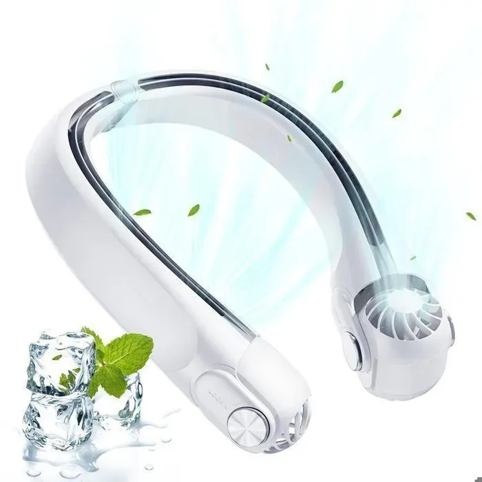 Ventilateur de cou portable mini ventilateur de cou silencieux sans pales flux dair à 360° rechargeable 2400mAh 3 vitesses