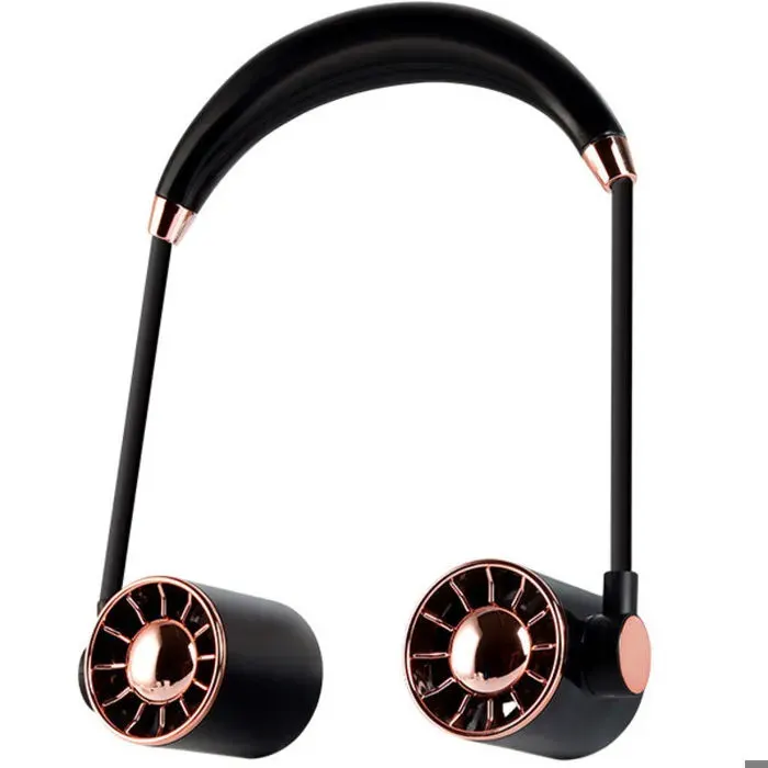 Ventilateur de cou portable rechargeable par USB silencieux idéal pour les voyages les activités de plein air au bureau noir