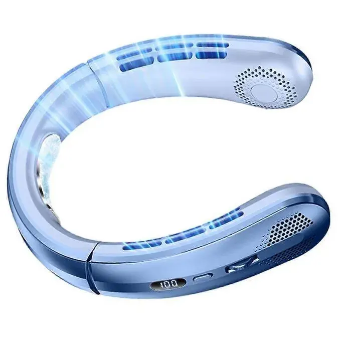 Ventilateur de cou portable sans pales 100 vitesses bleu océan amélioré