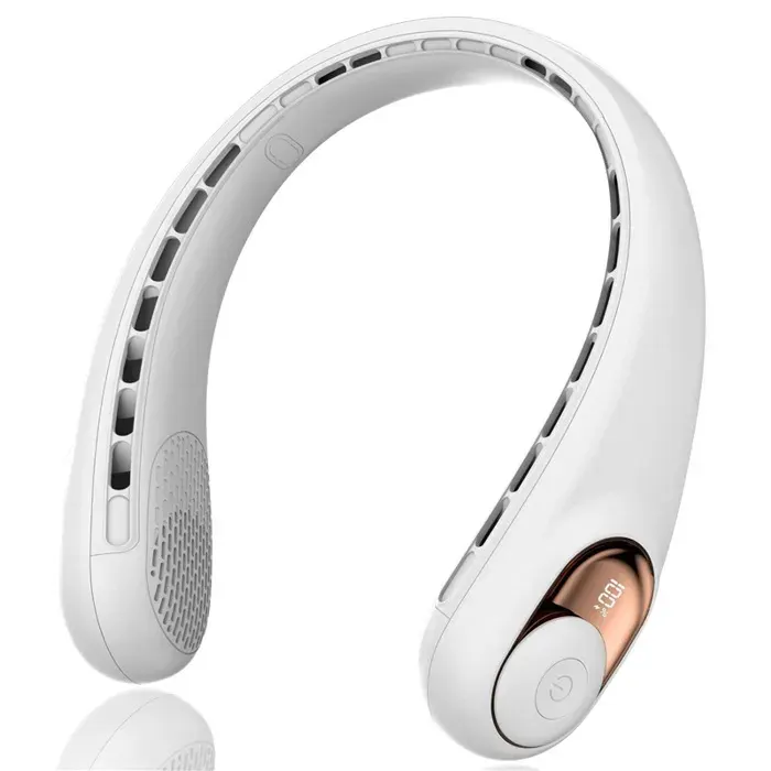 Ventilateur de cou portable sans pales - Débit dair à 360° - Super silencieux - 3 vitesses - 4000 mAh - USB - pour Bureau Sport