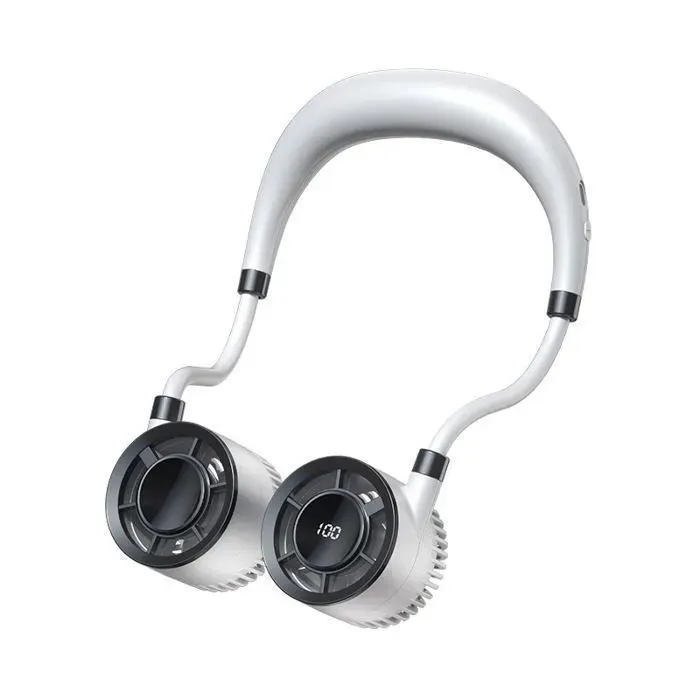 Ventilateur de cou portable sans pales et silencieux rechargeable par USB 1500 mAh réglage à 4 vitesses.