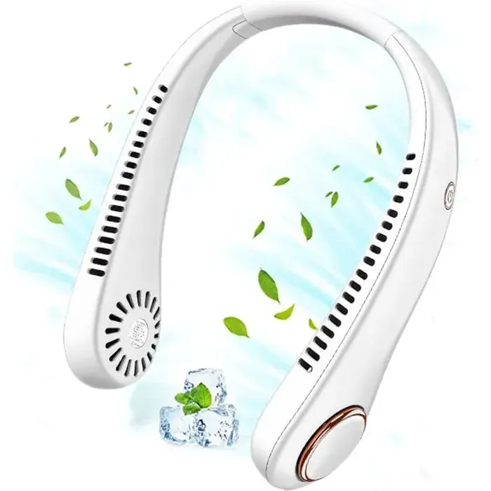Ventilateur de cou portable sans pales rechargeable ventilateur nuque 3 vitesses pour voyage sport et bureau