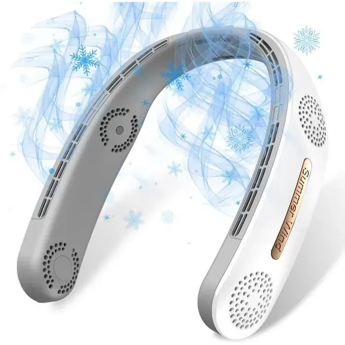 Ventilateur de cou portable - Turbo - 4000 mAh - 3 vitesses - Silencieux - 360° de flux dair