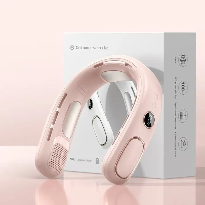 Ventilateur de cou portable – Ventilateur personnel sans pales – 5 vitesses de ventilation puissantes – Silencieux et rechargeable
