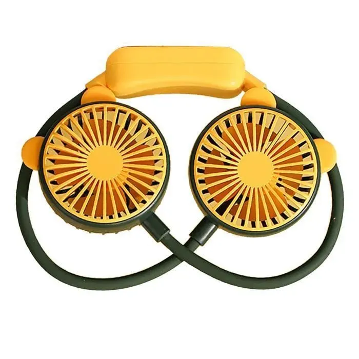 Ventilateur de cou portable - VVIKIZY - Mini ventilateur USB - 2 vitesses - Pliable - Vert