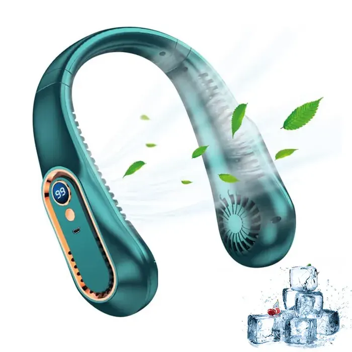 Ventilateur de Cou PortableVentilateur USB RechargeableVentilateur Silencieux sans Pale 5Vitessespour Bureau Sport Voyage Camping