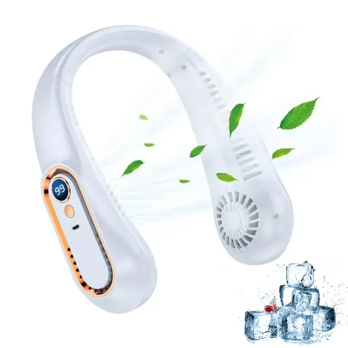 Ventilateur de Cou PortableVentilateur USB RechargeableVentilateur Silencieux sans Pale 5Vitessespour Bureau Sport Voyage Camping