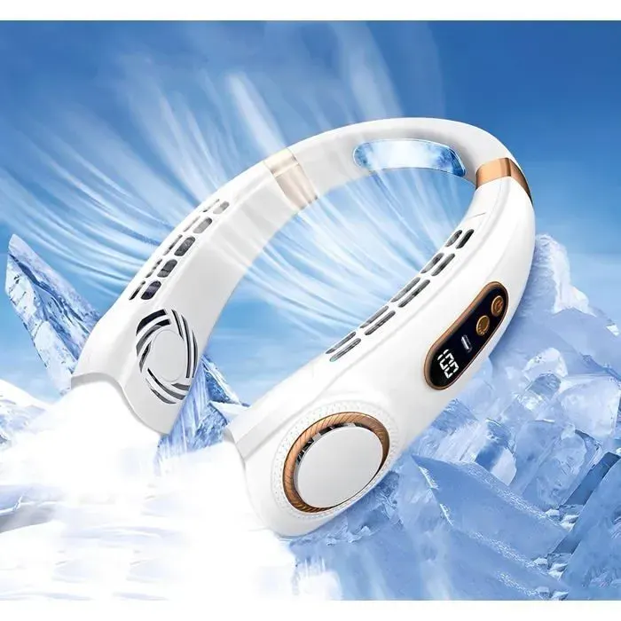 Ventilateur de Cou PortableVentilateur USB Silencieux Sans PalePetit Ventilateur Cou Batterie 4000mAh5Vitessespour