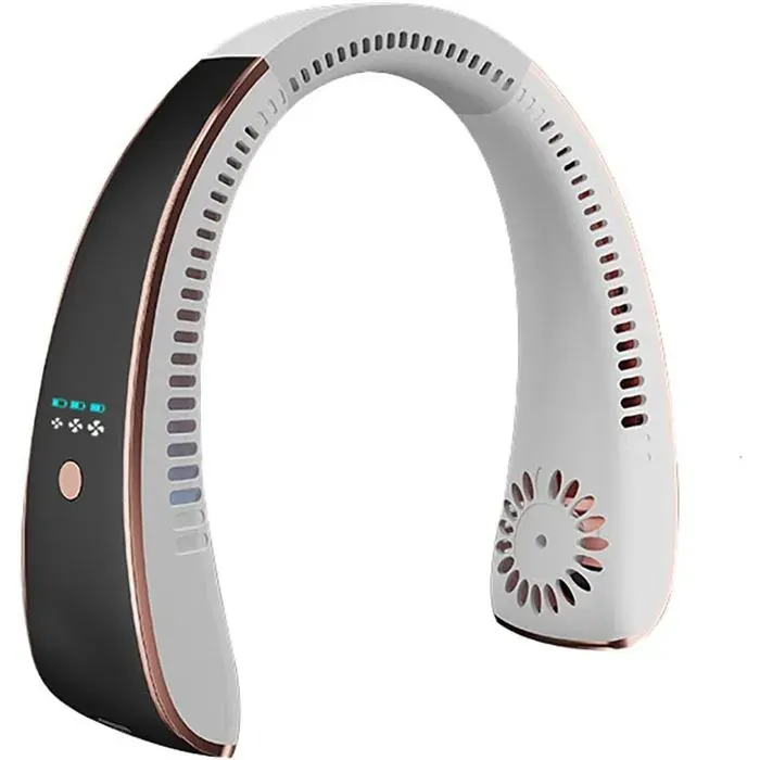 Ventilateur de cou rafraîchissant ventilateur portable soufflant de lair froid rechargeable sans pales 3 vitesses 2000 mAh