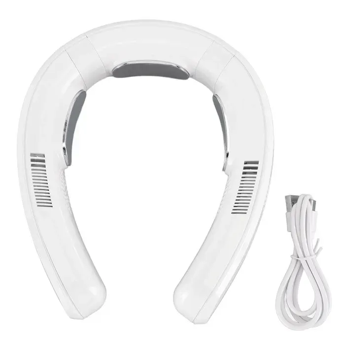 Ventilateur de cou – Refroidissement/Chauffage semi-conducteur 6000mAh écran LED – Pour extérieur bureau – Blanc