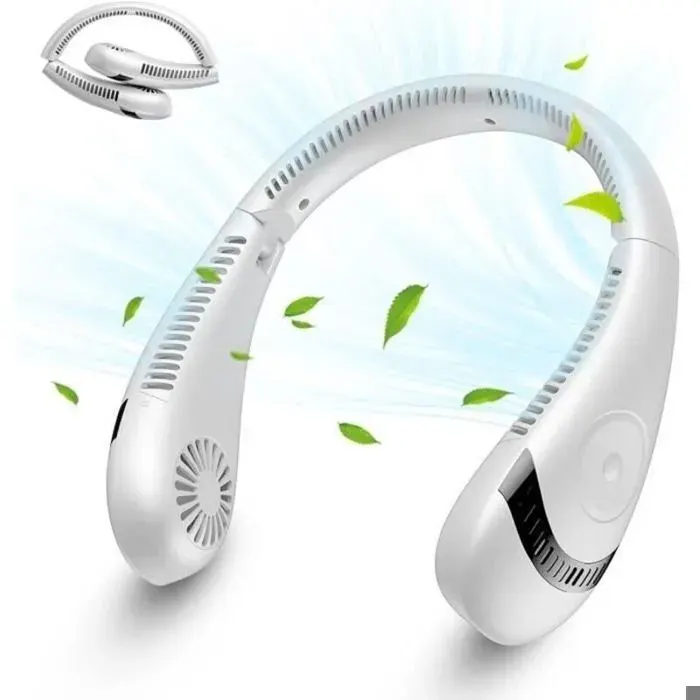 Ventilateur de cou sans pales - 3 vitesses réglables Batterie 5000mAh longue durée - Voyage et activités extérieures