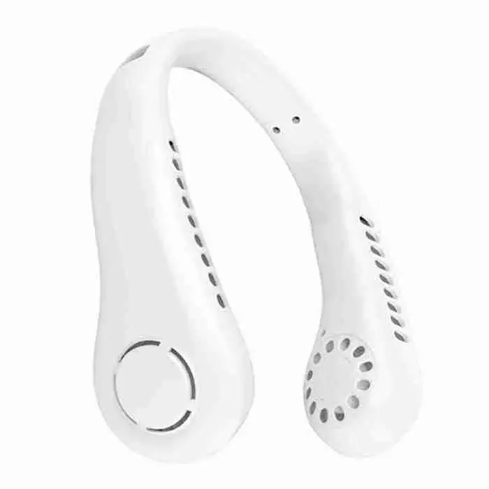 Ventilateur de cou sans pales – Batterie 2600mAh 3 vitesses silencieux – Pour voyage bureau extérieur – Blanc